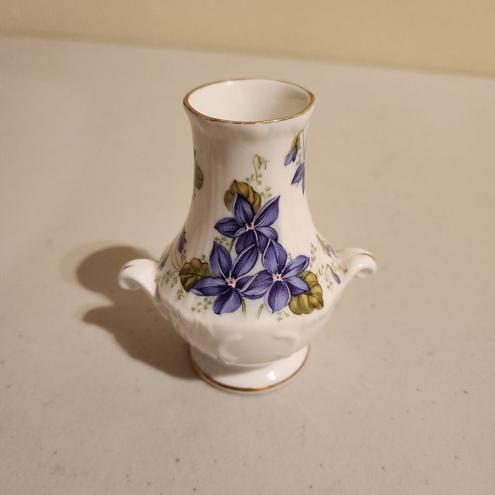 Vintage Royal Grafton Porcelain Bud Mini Vase Jacobean Violets China Decor